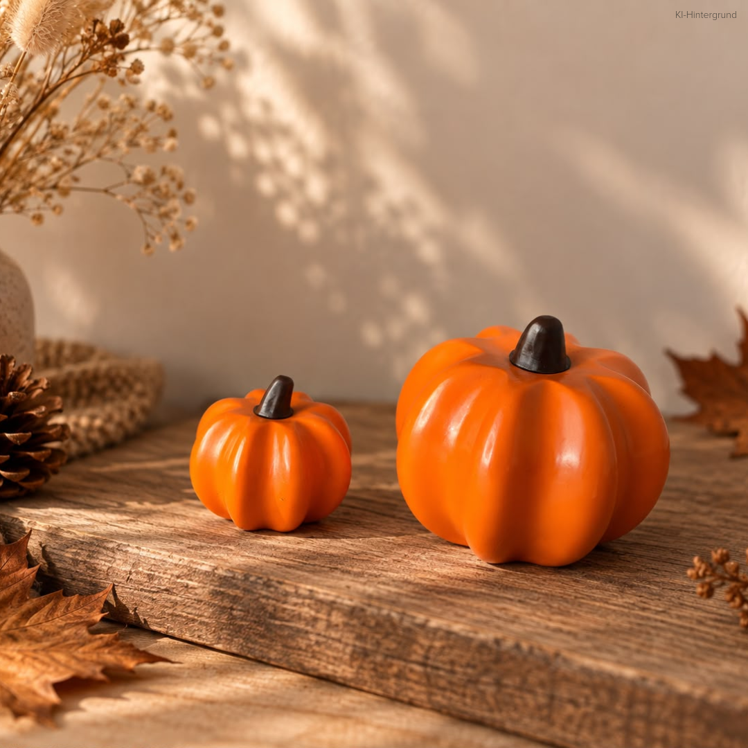 Mini Deko-Kürbis 3D 2er-Set – handgegossene Herbstdekoration