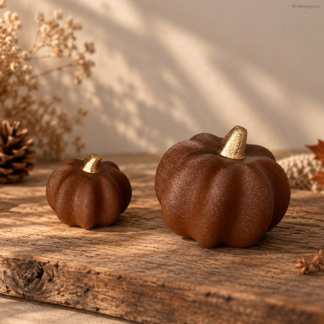 Mini Deko-Kürbis 3D 2er-Set – handgegossene Herbstdekoration