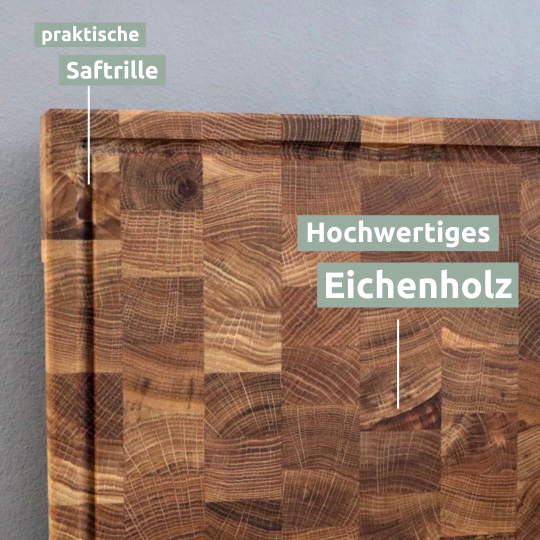 Steakbrett | Schneidebrett Stirnholz Eiche Würfelmuster