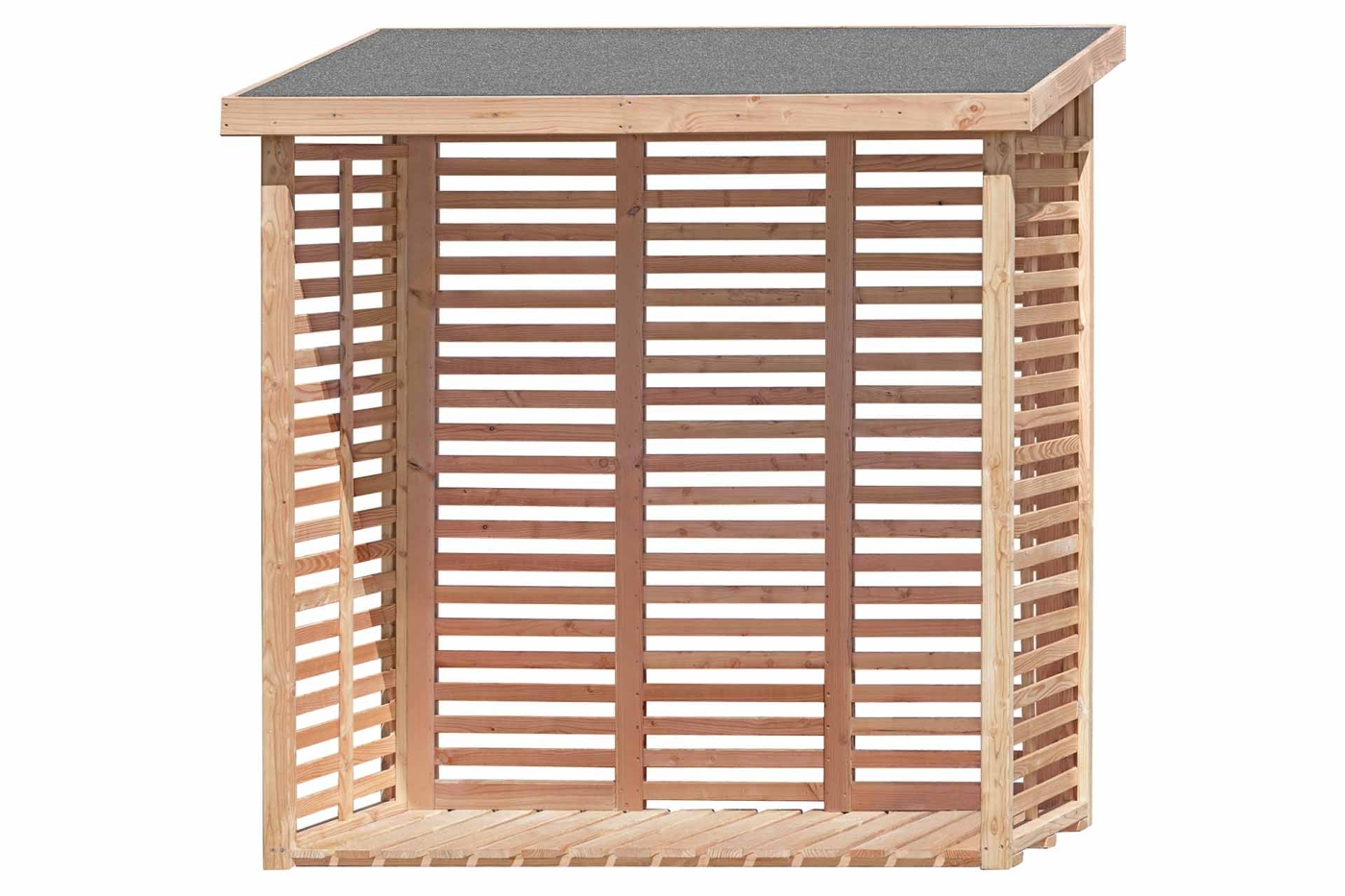 Kaminholzregal mit Rückwand KAMO L 200 × 75 × 200 cm, ca. 2 m³ - Holzlager für 2 Reihen Brennholz, wetterfest & stabil