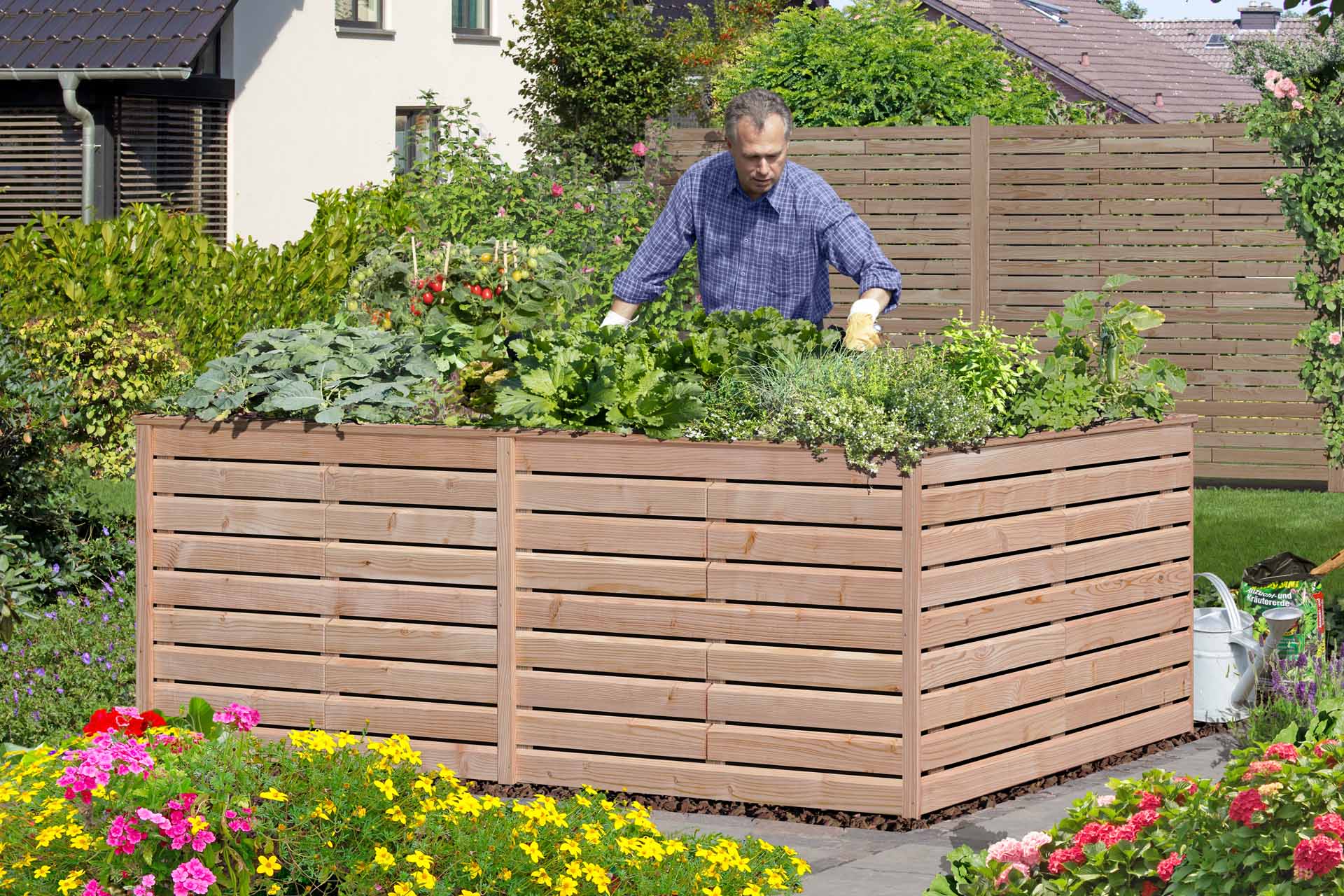 Rhombus Hochbeet XL – 206 × 103 × 75 cm | Lärche natur