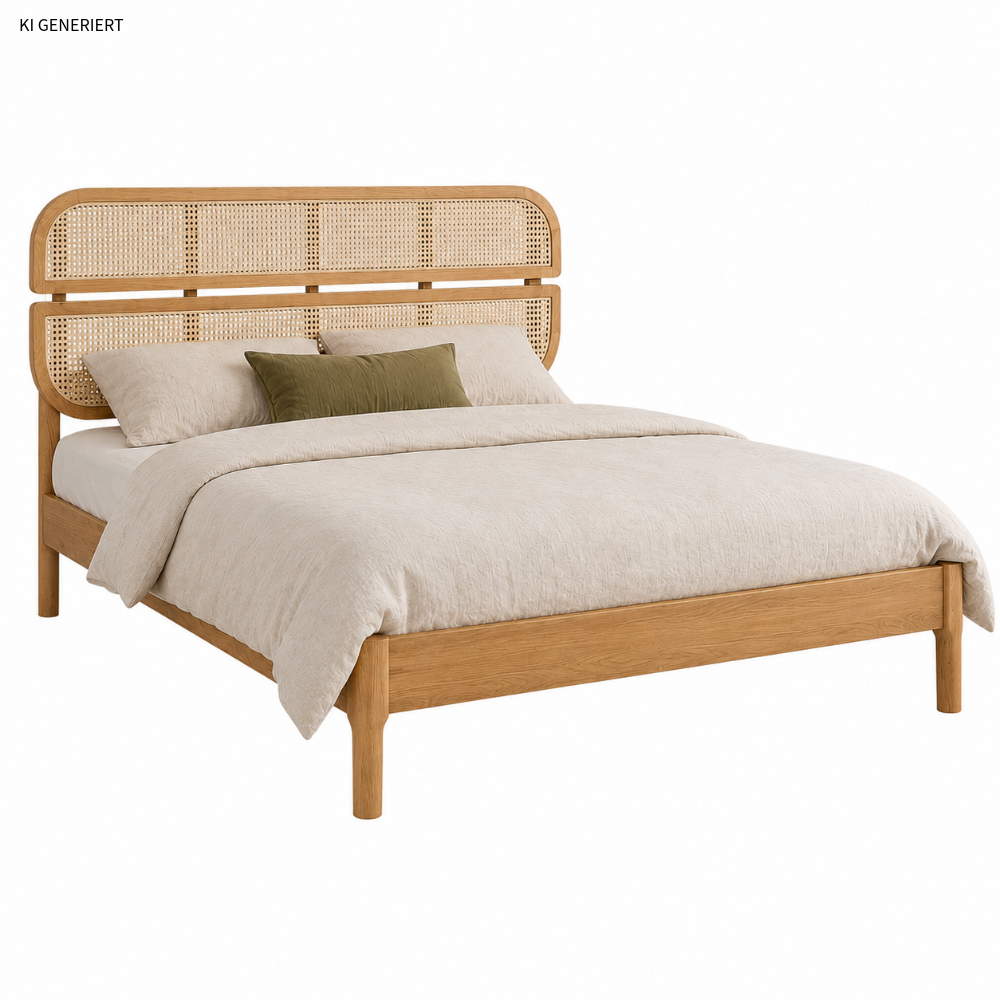 Eschenholzbett mit Wiener Geflecht – 180 × 200 cm