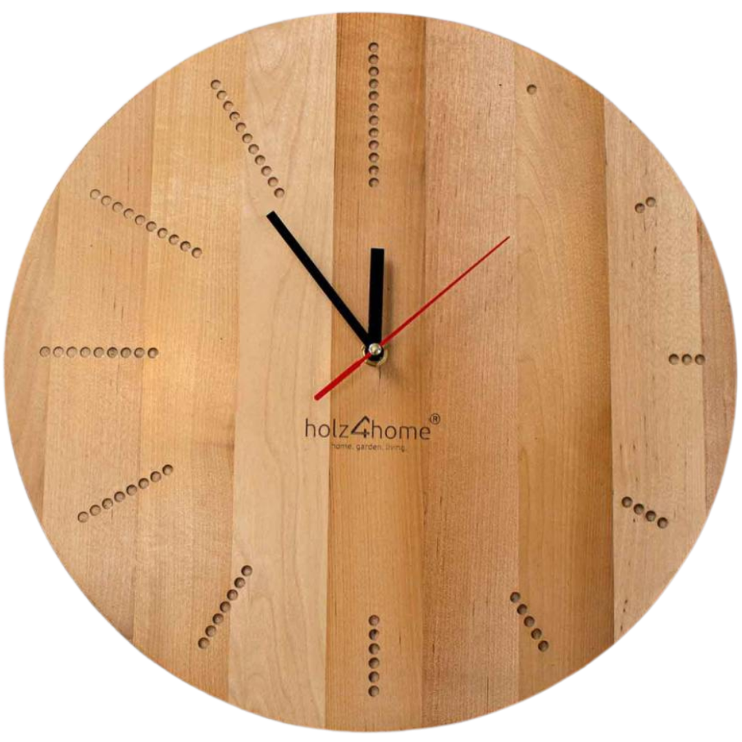 Wanduhr Dots round aus massiver Eiche