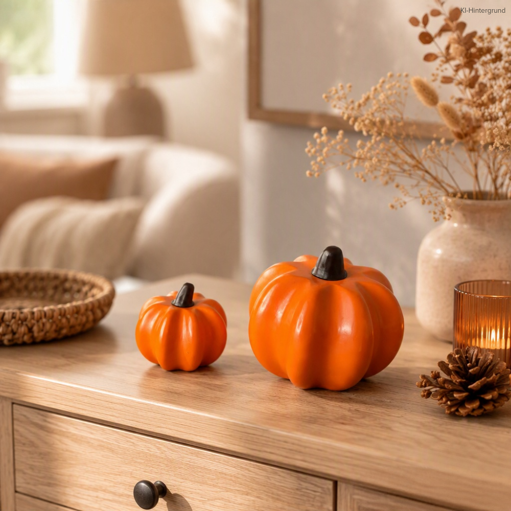 Herbstdeko Mini-Kürbis 3D – 2er-Set handgegossen