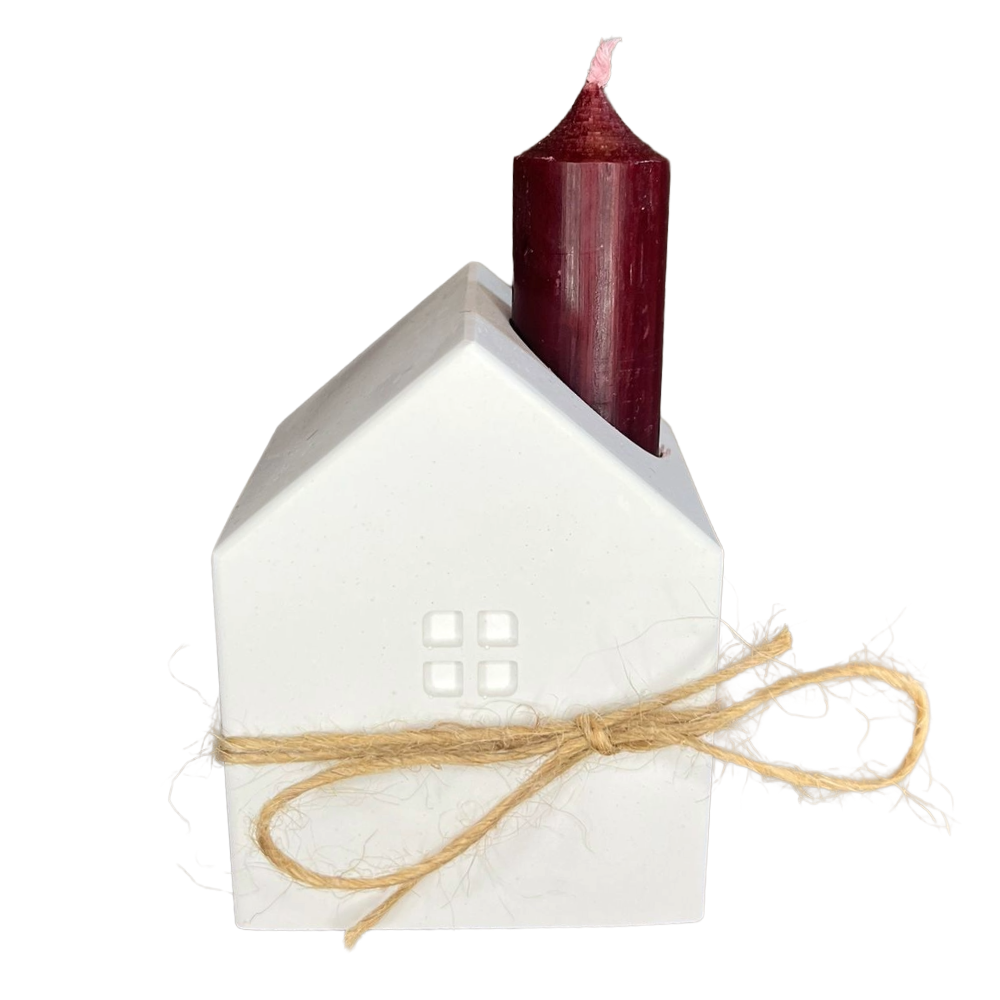 Haus mit Kerze – handgegossene Dekoration
