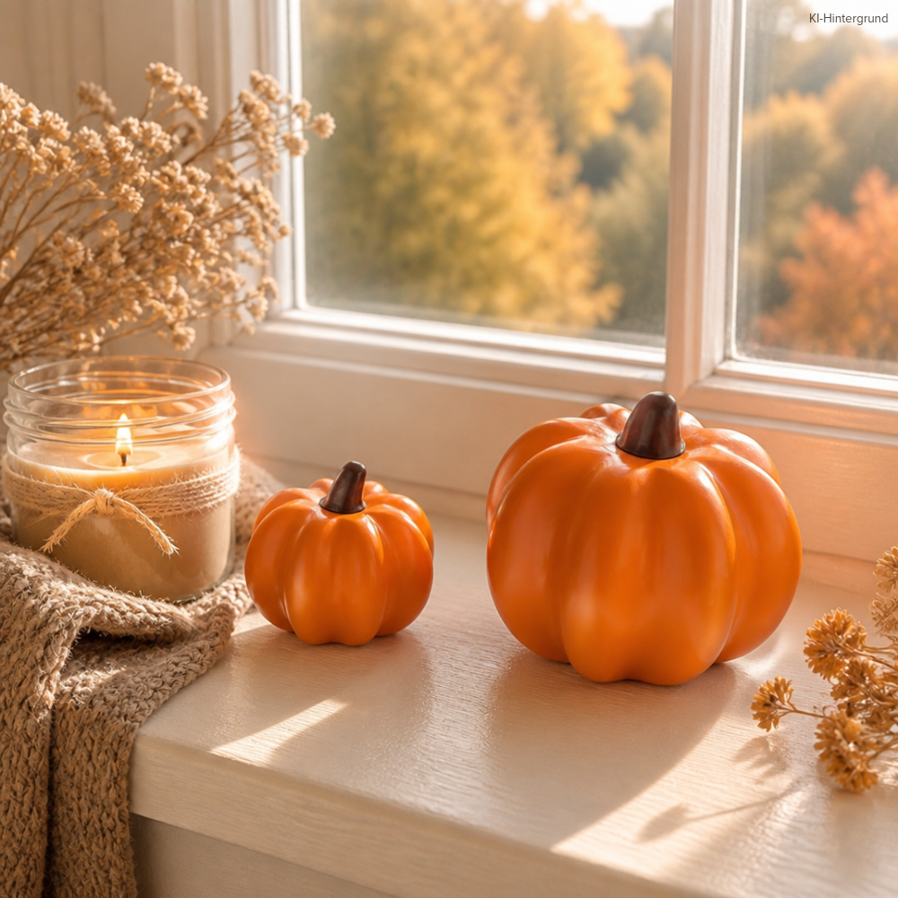 Herbstdeko Mini-Kürbis 3D – 2er-Set handgegossen
