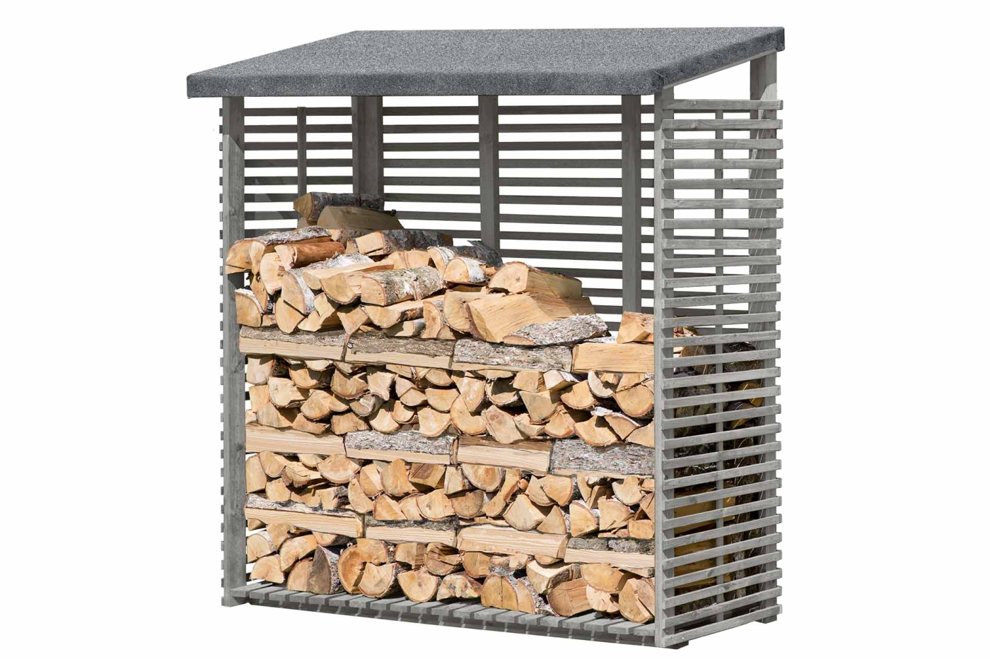 Kaminholzregal mit Rückwand FLAMMO S 188 × 69 × 183 cm, ca. 1,8 m³ - Holzlager für 2 Reihen Brennholz, wetterfest & stabil