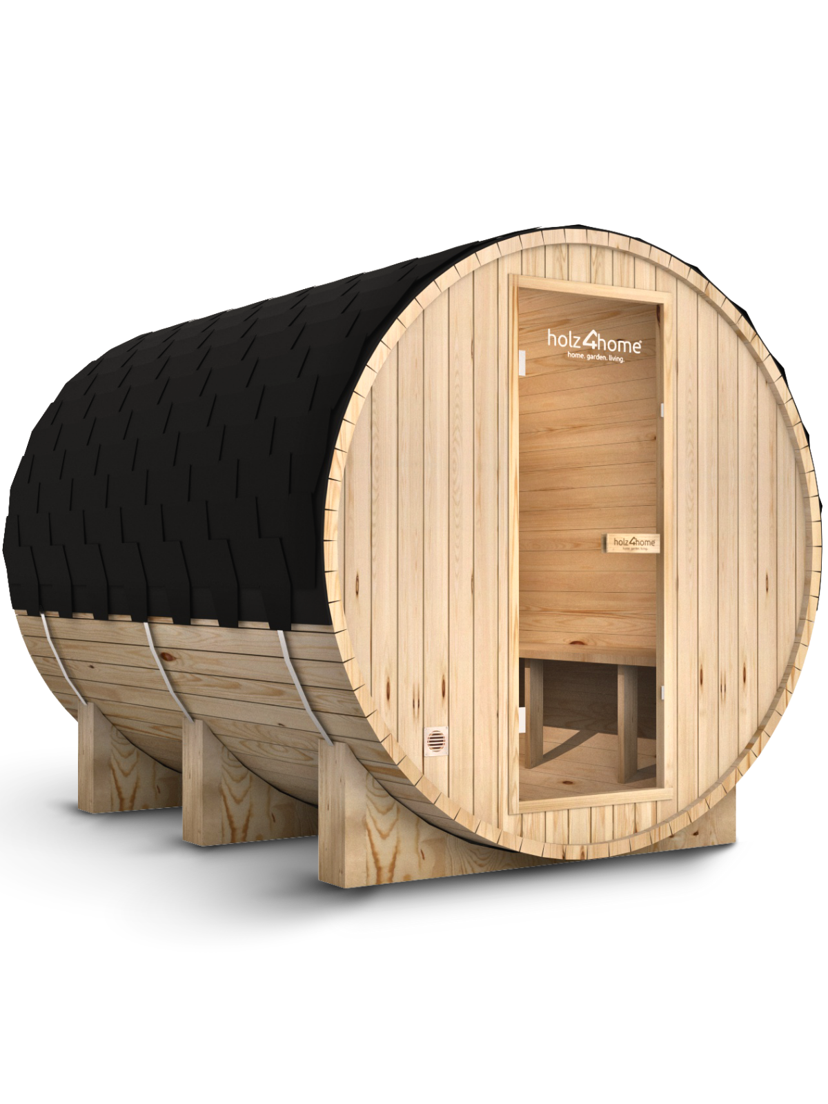 Massive Fasssauna aus hochwertigem Pini-Holz – Outdoor Sauna mit Ofen für Garten & Terrasse