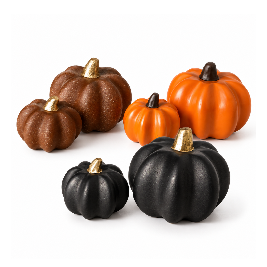Mini Deko-Kürbis 3D 2er-Set – handgegossene Herbstdekoration