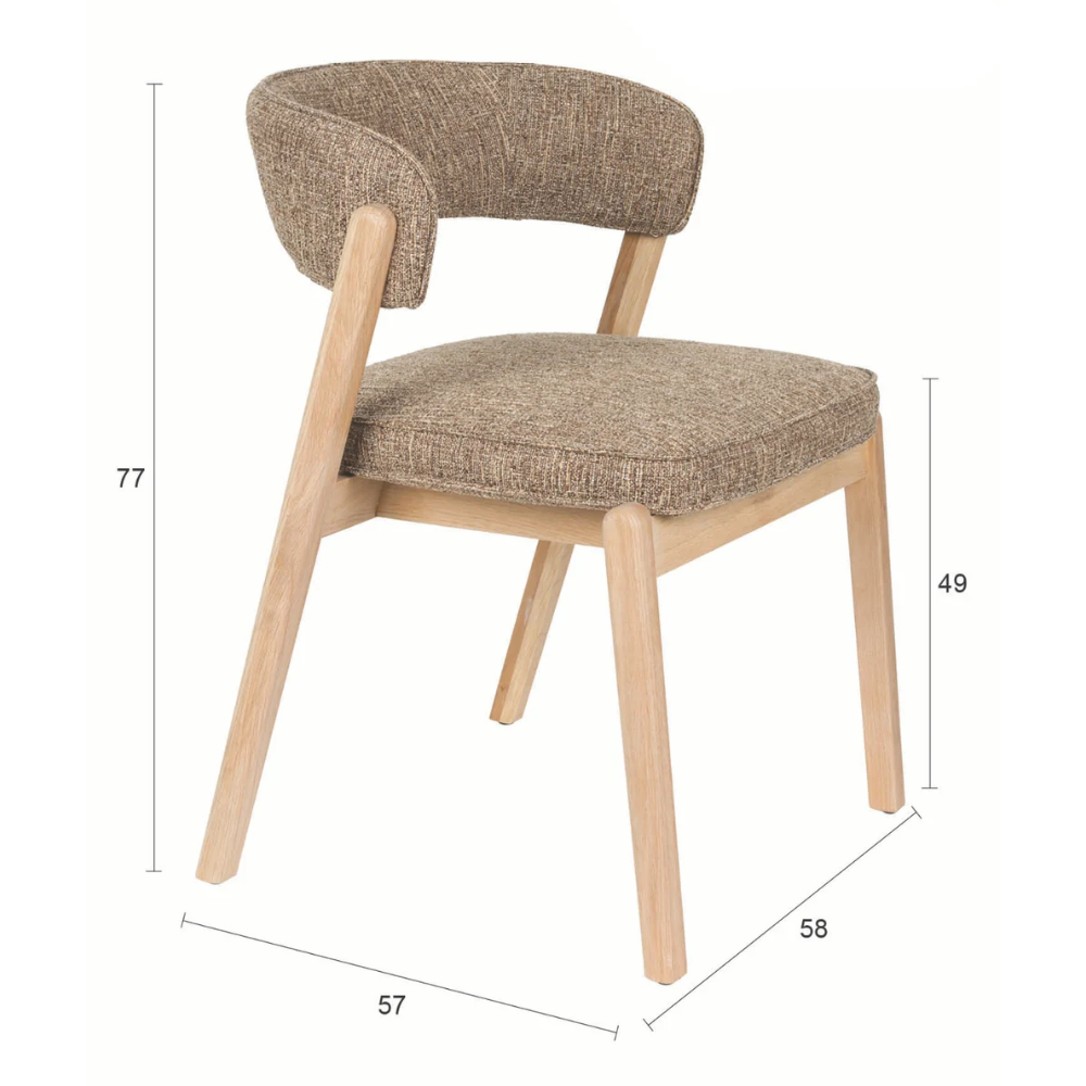 Esszimmerstuhl Bright aus massiver Eiche – 2er Set, Braun