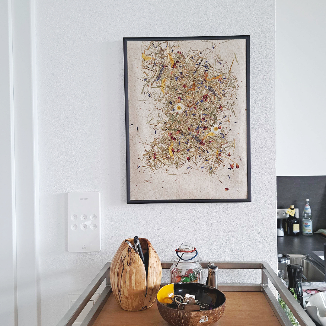 Almwiesn Wandbild aus echtem Heu & Blumen – Handgemacht in Tirol (30x40 cm)