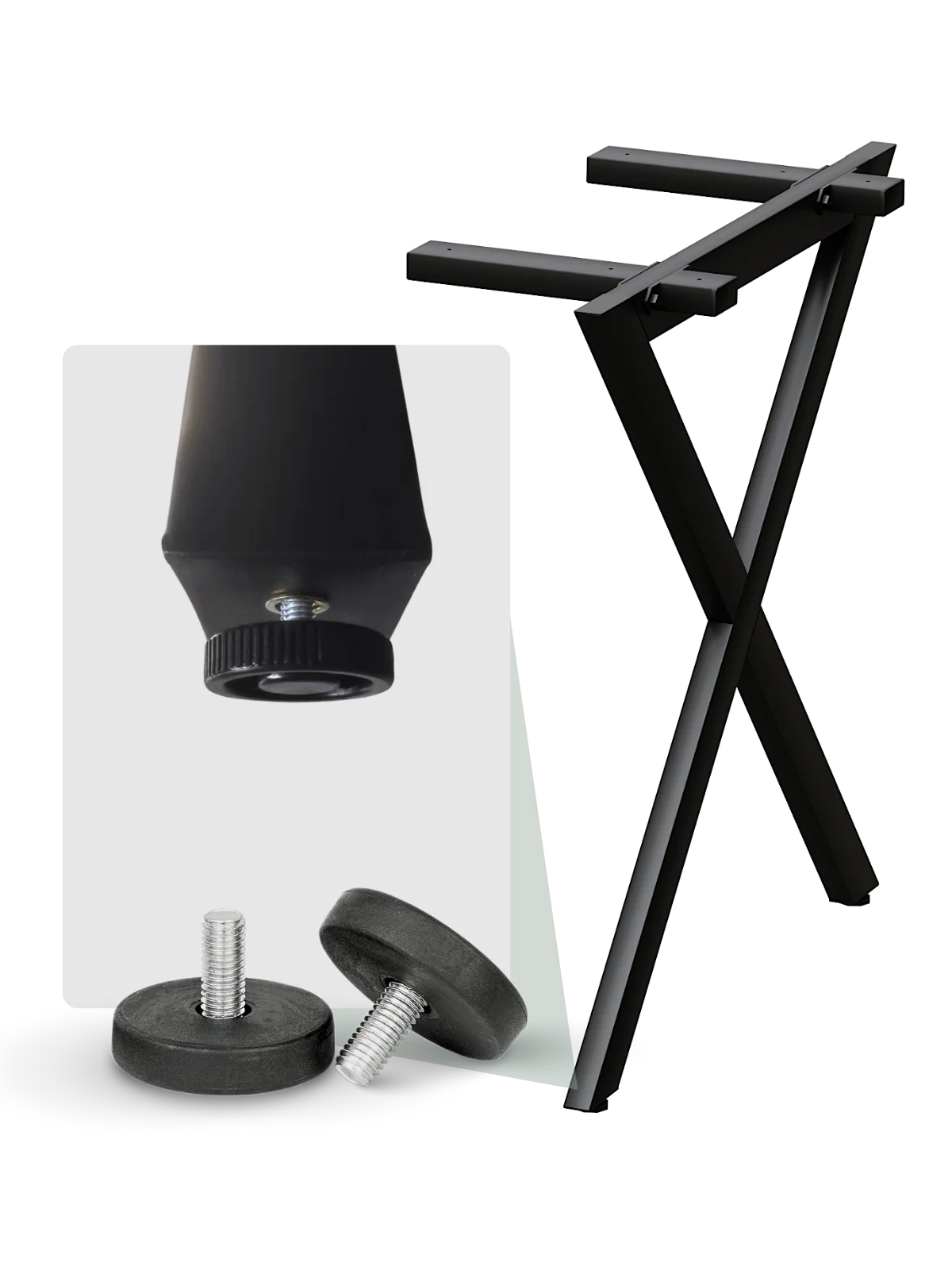 X-Struktur Tischgestell schwarz – stabil & modern für individuelle Tischplatten