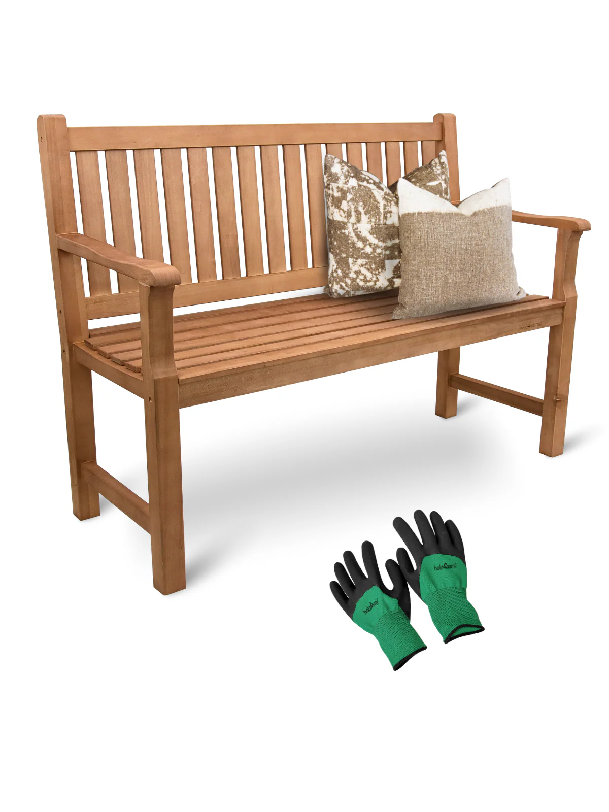 Gartenbank aus Holz 120 cm inkl. Gartenhandschuhe – ergonomisch & stabil