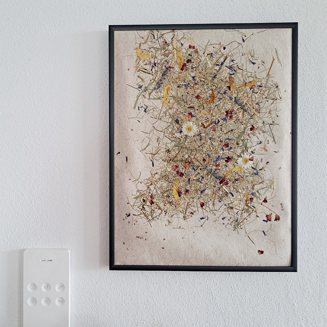 Almwiesn Wandbild aus echtem Heu & Blumen – Handgemacht in Tirol (30x40 cm)