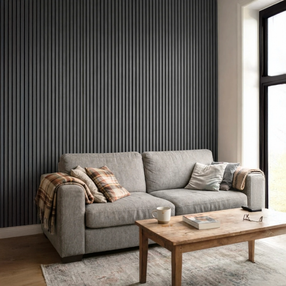 Akustikpaneele 240 × 60 cm – 2er Set - Dunkelgrau