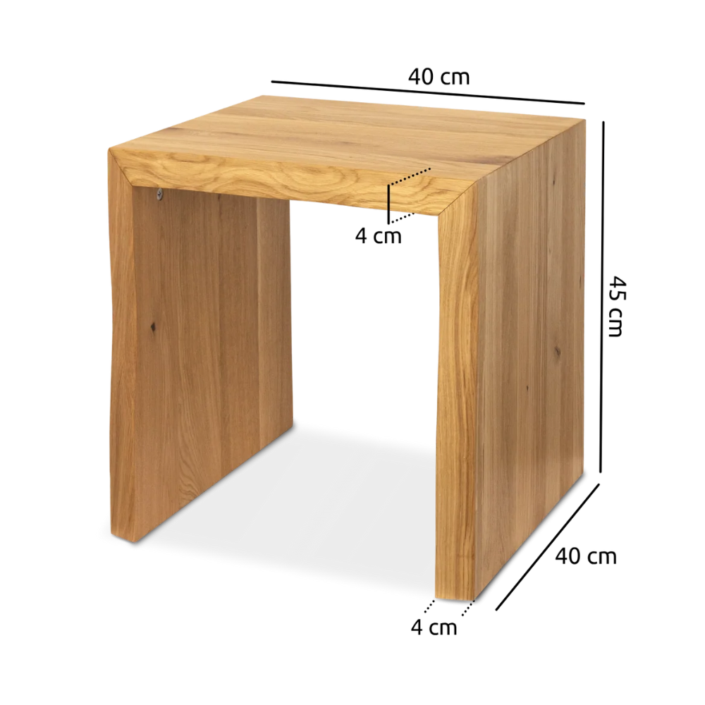 Massivholzbank aus Eiche mit Baumkante - XS