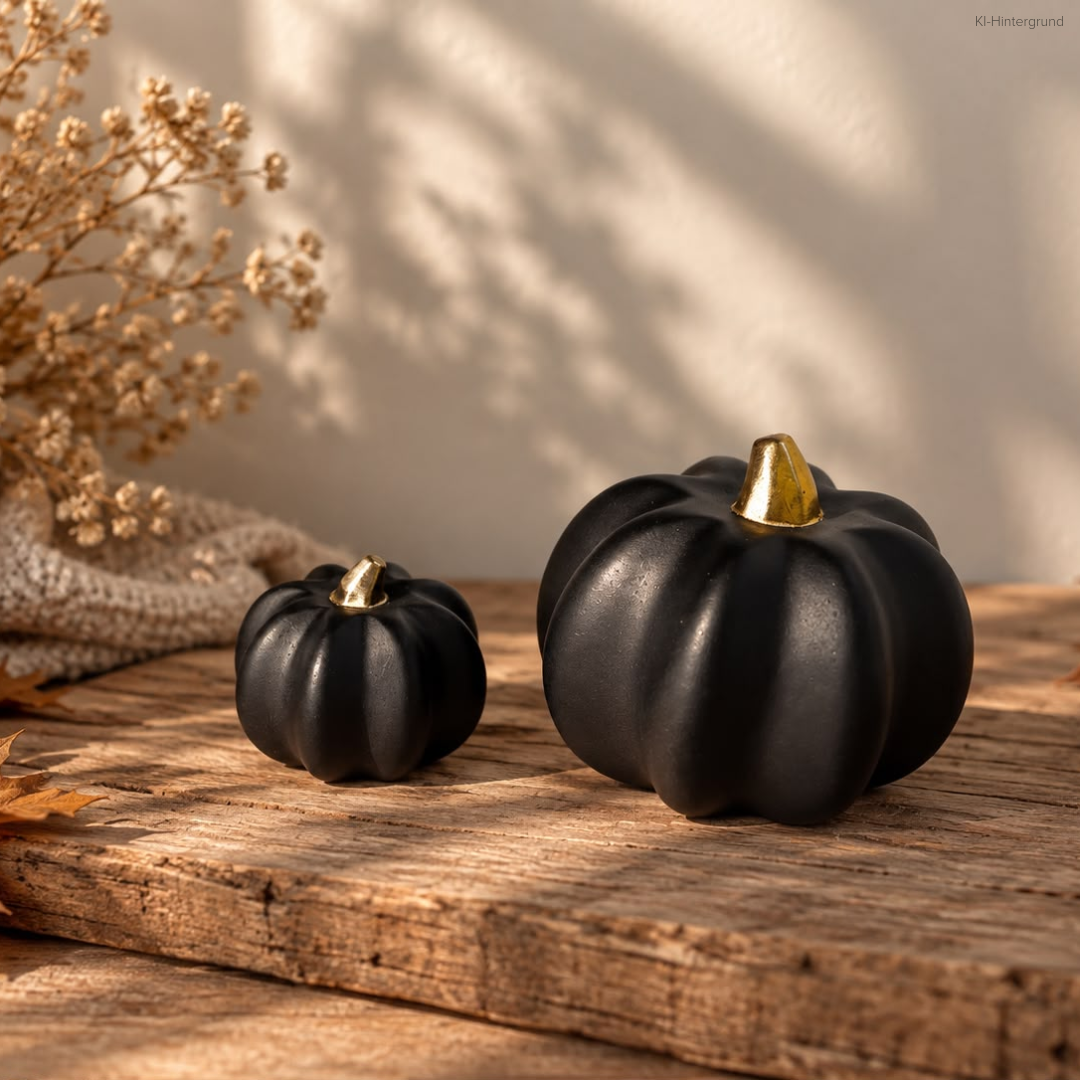 Mini Deko-Kürbis 3D 2er-Set – handgegossene Herbstdekoration