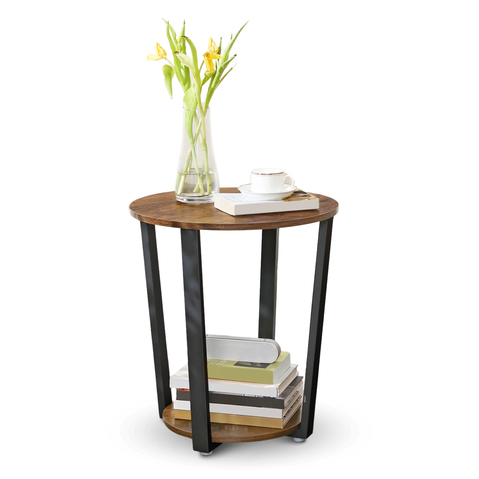 Beistelltisch „Lorie“ rund – Industrial-Look mit Holz & Metall