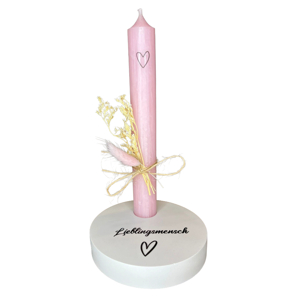 Kerzenhalter „Lieblingsmensch“ rund – handgegossene Dekoration