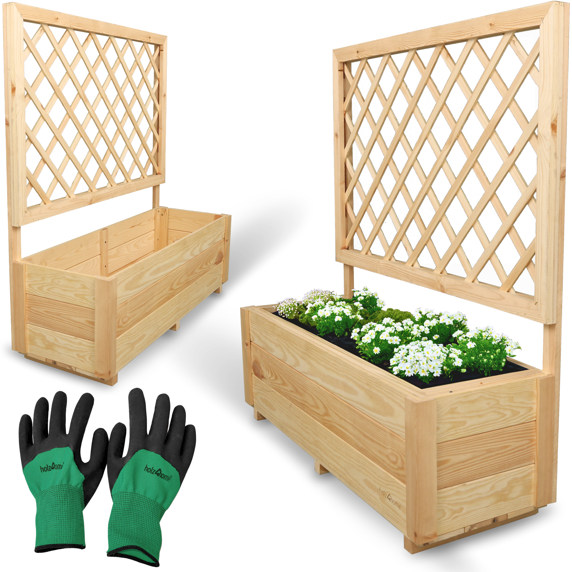 Pflanzkasten mit Rankgitter Holz – Blumenkasten für Balkon & Garten