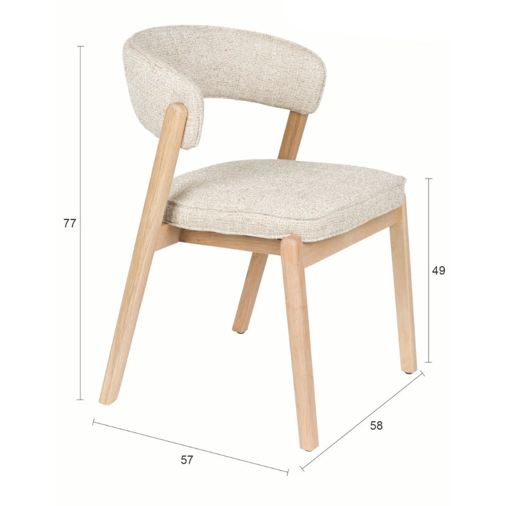 Esszimmerstuhl Bright aus massiver Eiche – 2er Set, Beige