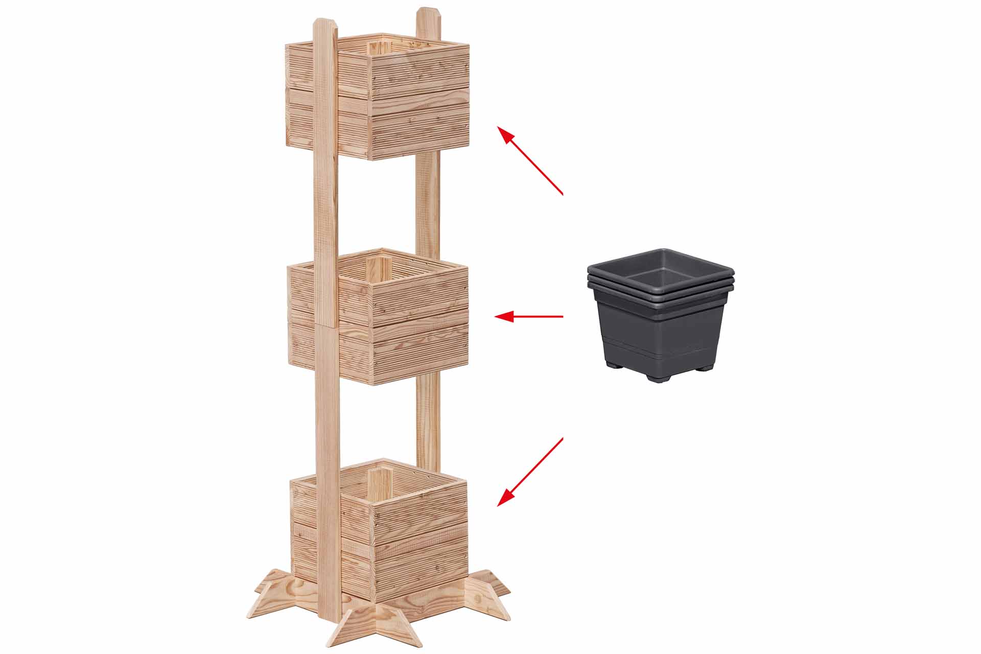 BALKO Pflanzturm – Lärche natur | 70 × 70 × 180 cm