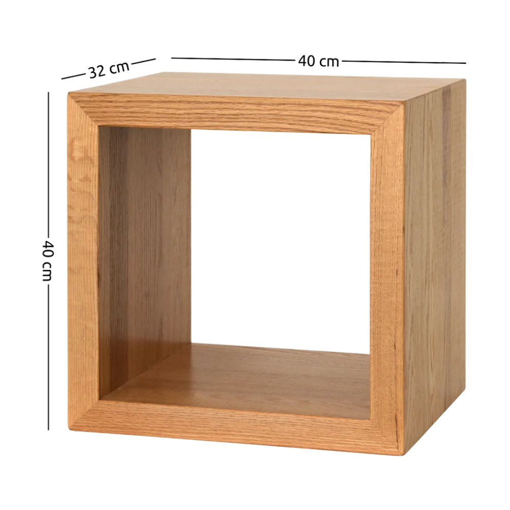 Nachttisch Cube aus massiver Eiche – 40 × 32 × 40 cm