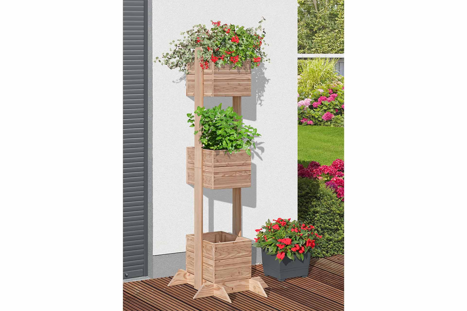 BALKO Pflanzturm – Lärche natur | 70 × 70 × 180 cm