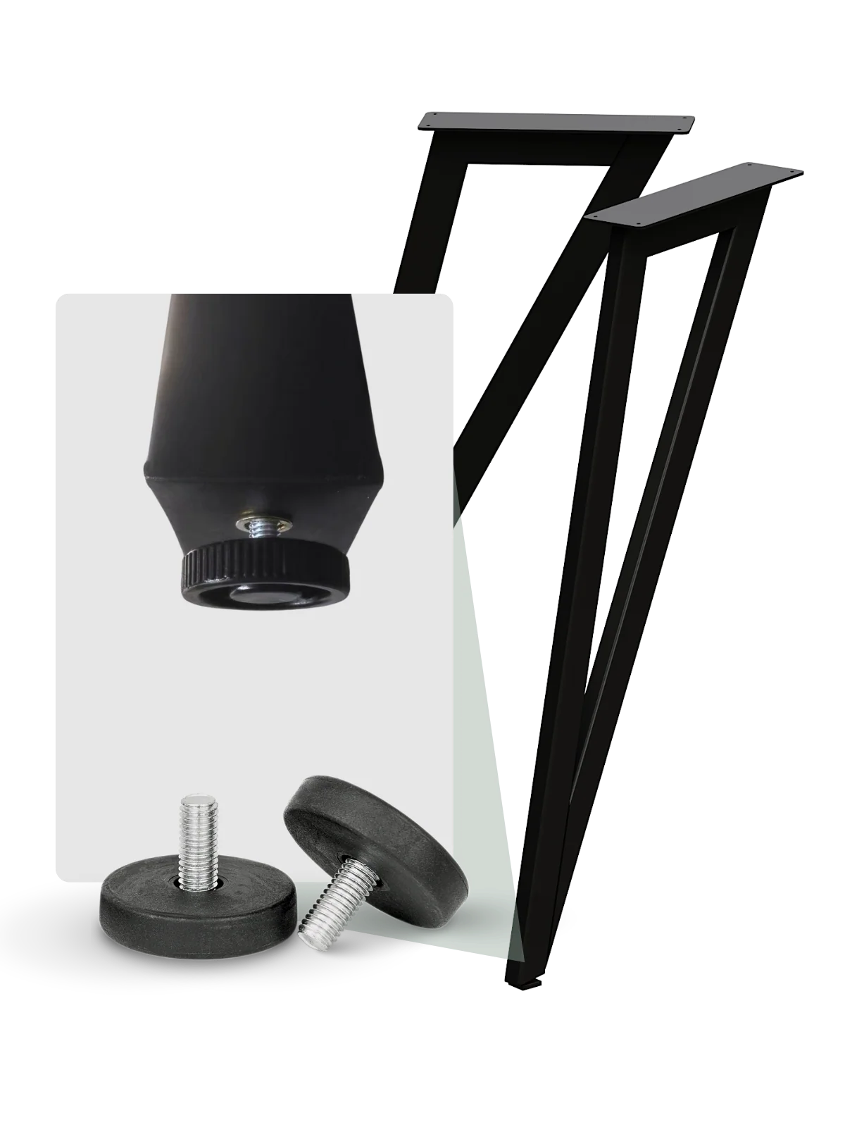 Dreieck Tischgestell schwarz – stabil & modern für individuelle Tischplatten