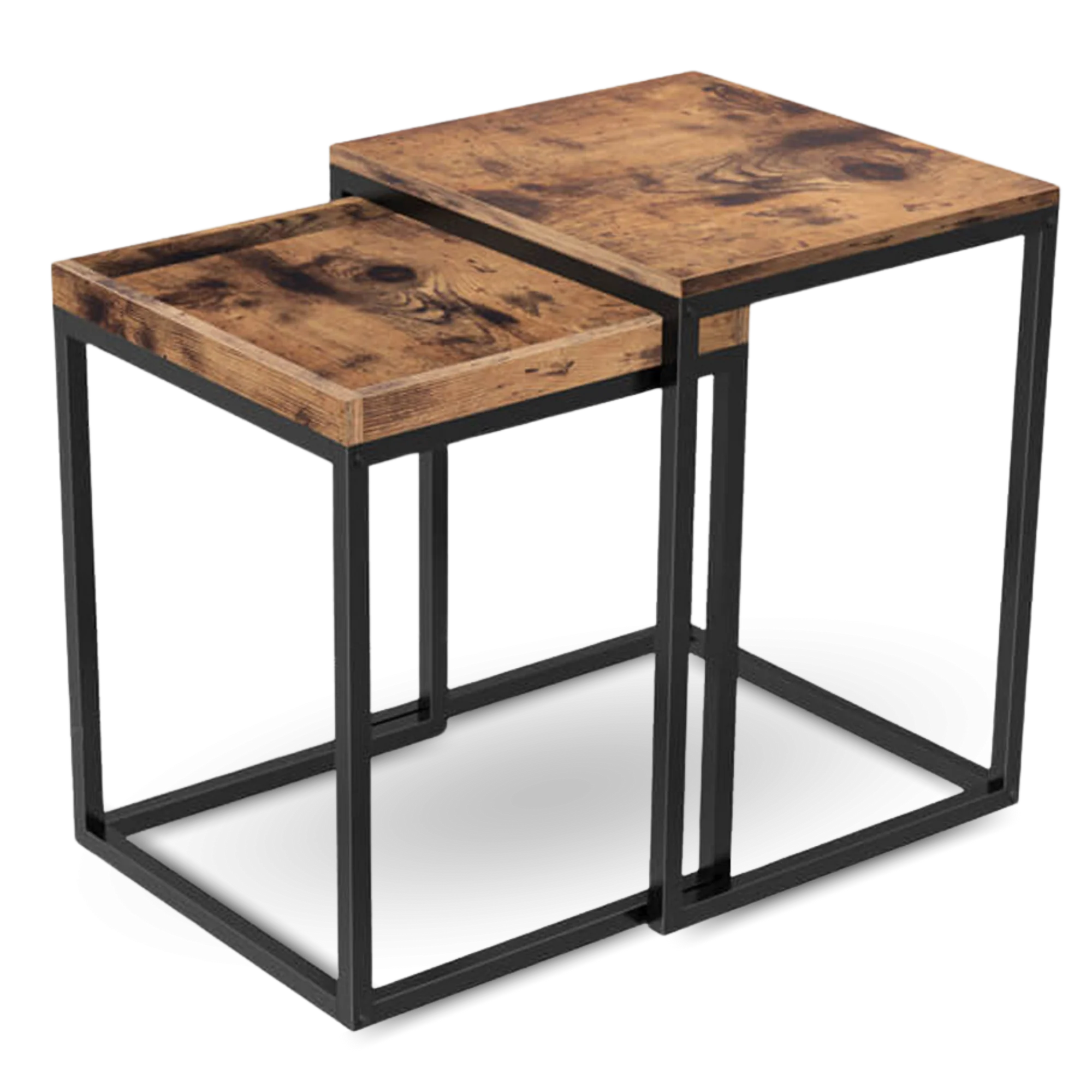 2er-Set Couchtische „Lannies“ – Industrial-Look mit Holz & Metall