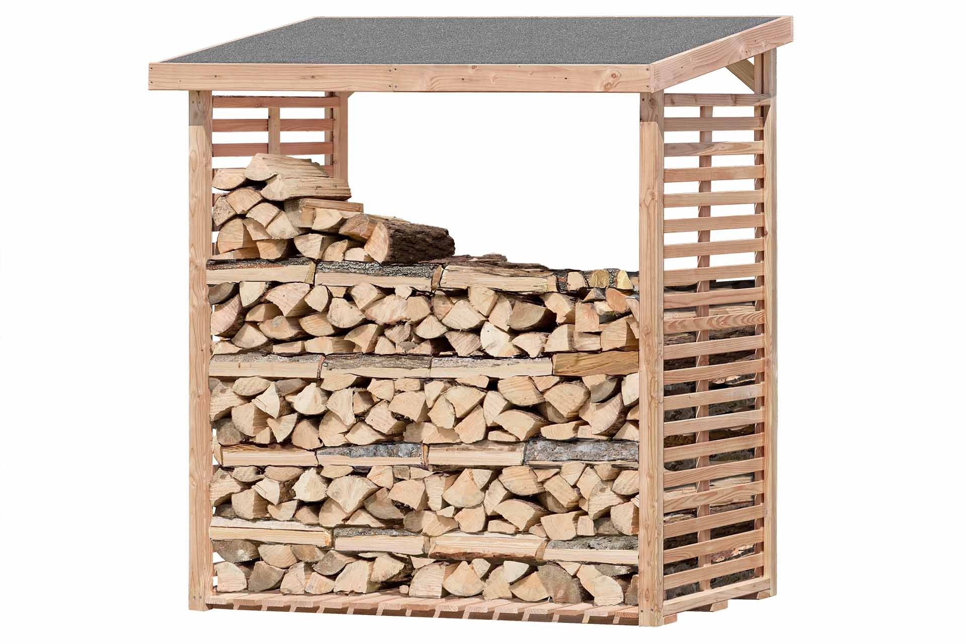 Kaminholzregal ohne Rückwand KAMO L 200 × 75 × 200 cm, ca. 2 m³ - Holzlager für 2 Reihen Brennholz, wetterfest & stabil