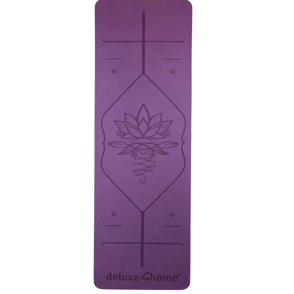 Yogamatte rutschfest TPE I mit Tragegurt und Ausrichtungslinien - Violett/Rosa