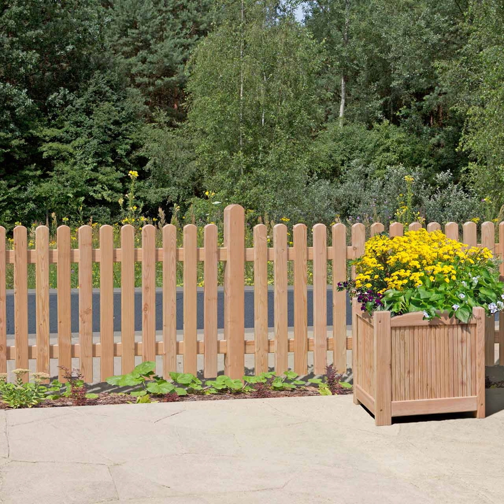 Gartenzaun Lärche 180x80 cm – DIY Holzzaun-Set GENUA für einfache Selbstmontage – Nachhaltiger Gartenzaun mit Edelstahlschrauben, wetterfest