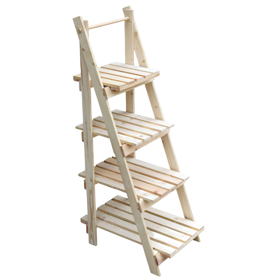 Pflanzleiter Holz 4 Ebenen – Blumentreppe für Garten & Balkon