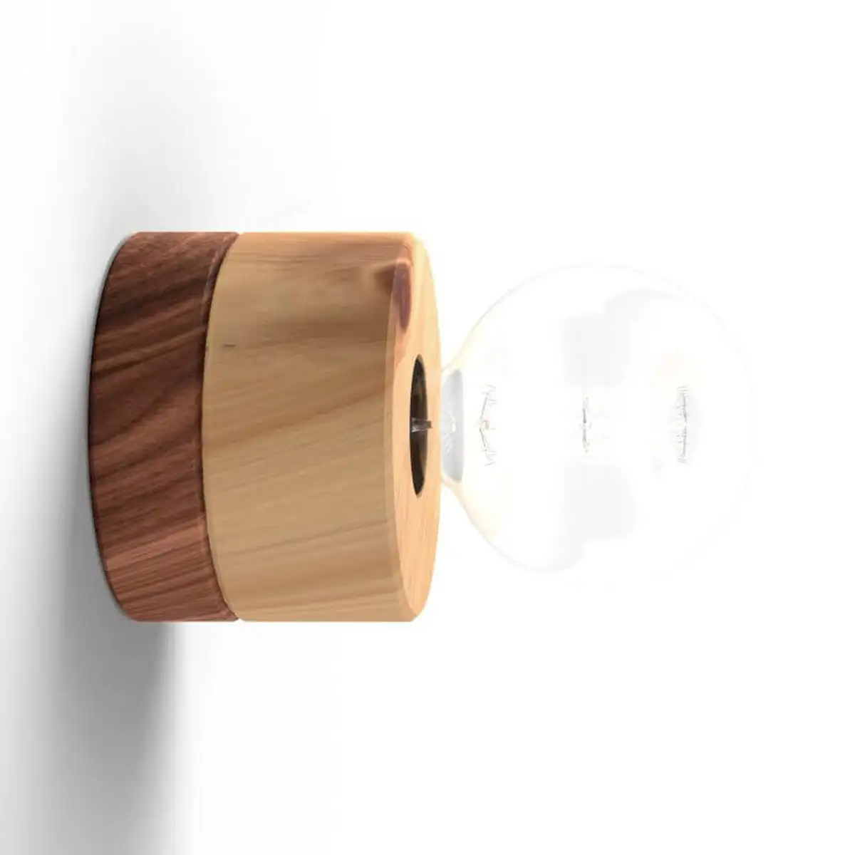 Wandlampe aus Zirbe Holz, Sockel in Walnuss, skandinavisches Design von ALMUT