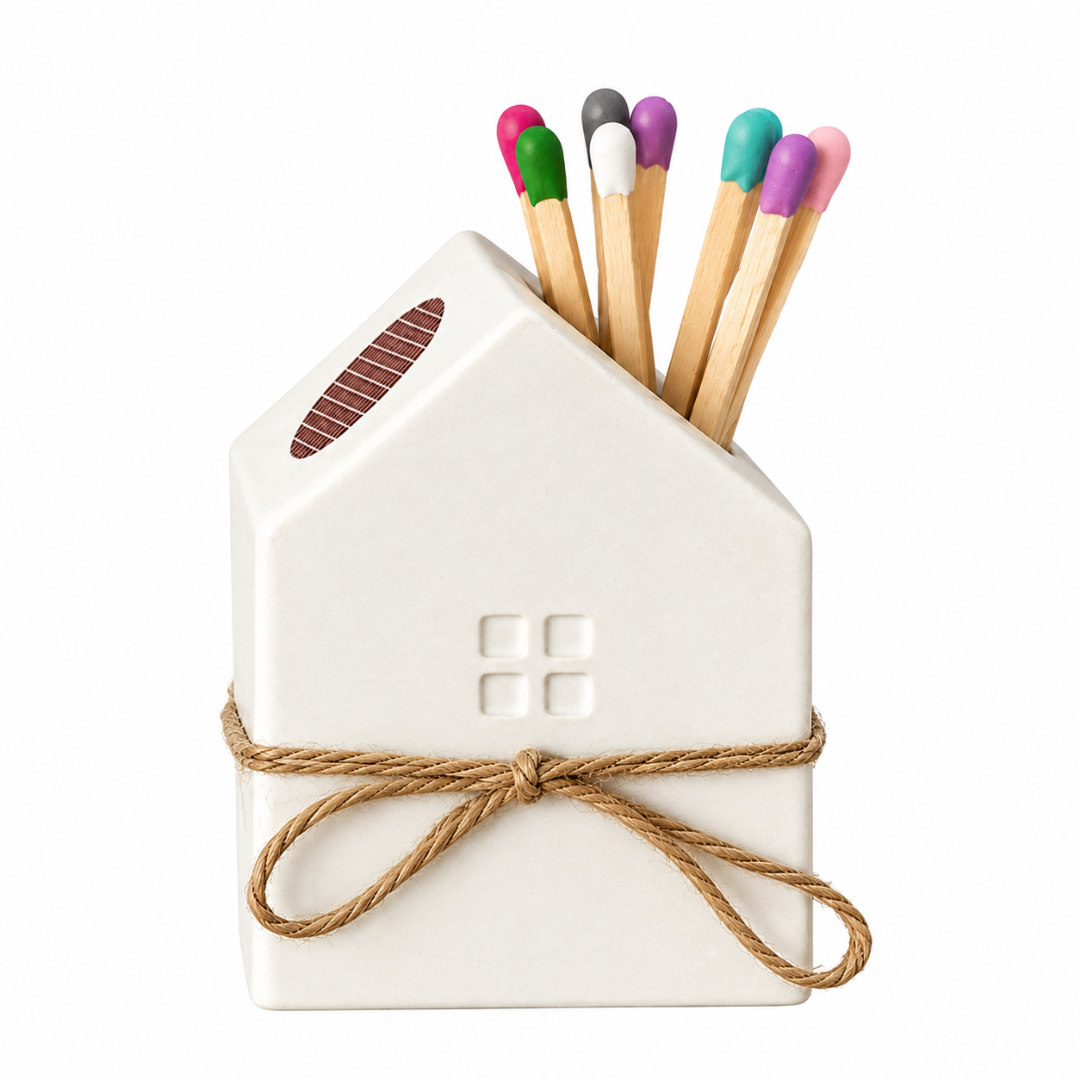 Streichholzhalter Haus-Form mit Zündfläche – handgegossenes Deko-Element