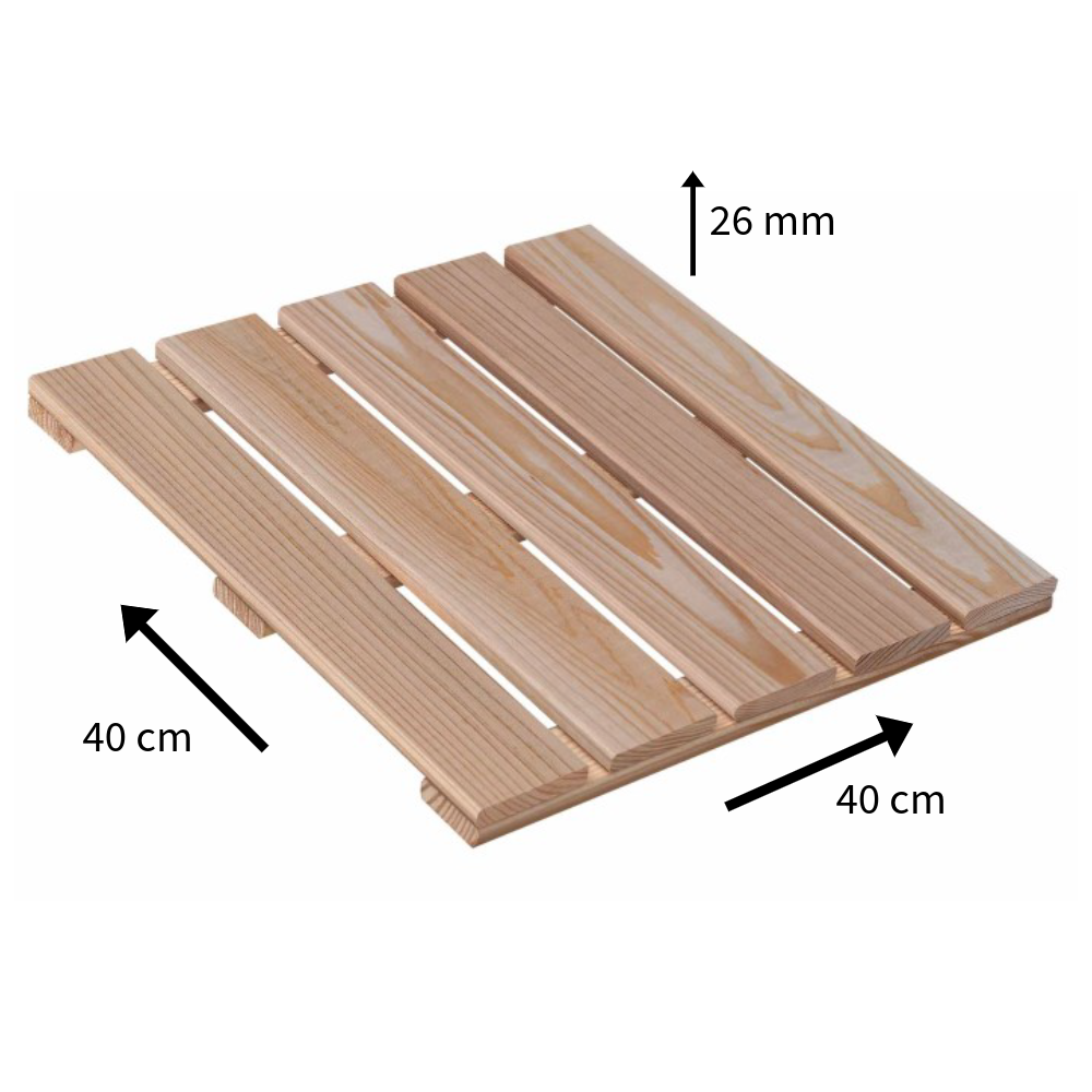Holzfliesen aus Lärchenholz 40 x 40 cm - 6 Stück - Wetterfester Outdoor-Bodenbelag für Terrasse, Balkon & Garten