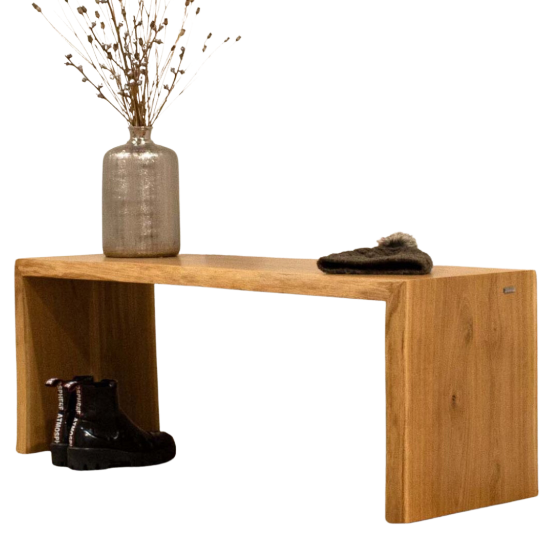 Massivholz Hocker I Bank aus Eiche mit Baumkante