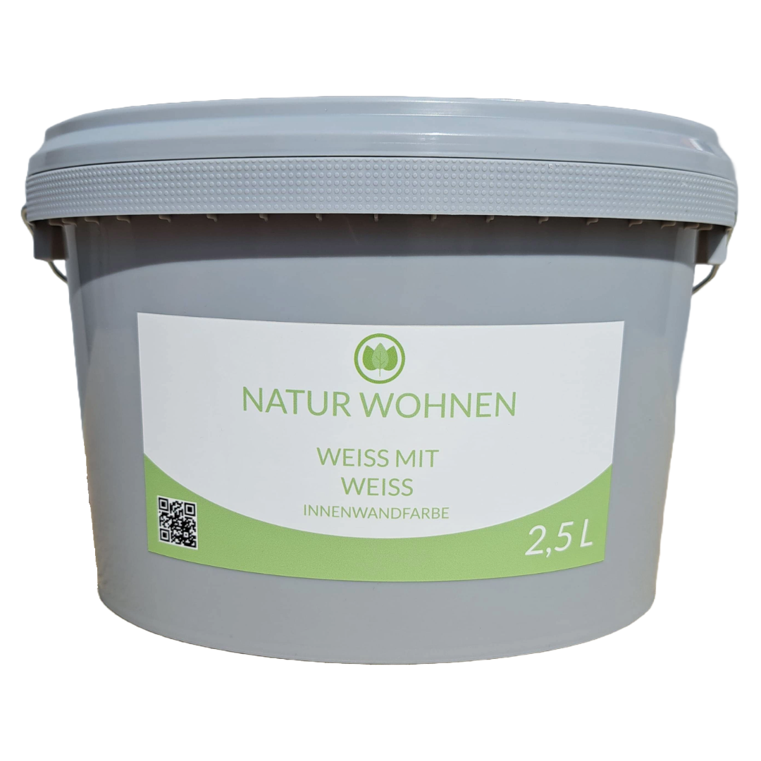 Natur Wohnen Innenwandfarbe - Weiss mit Weiss - Hochwertige Innenfarbe für ein gesundes Raumgefühl - 2,5 L