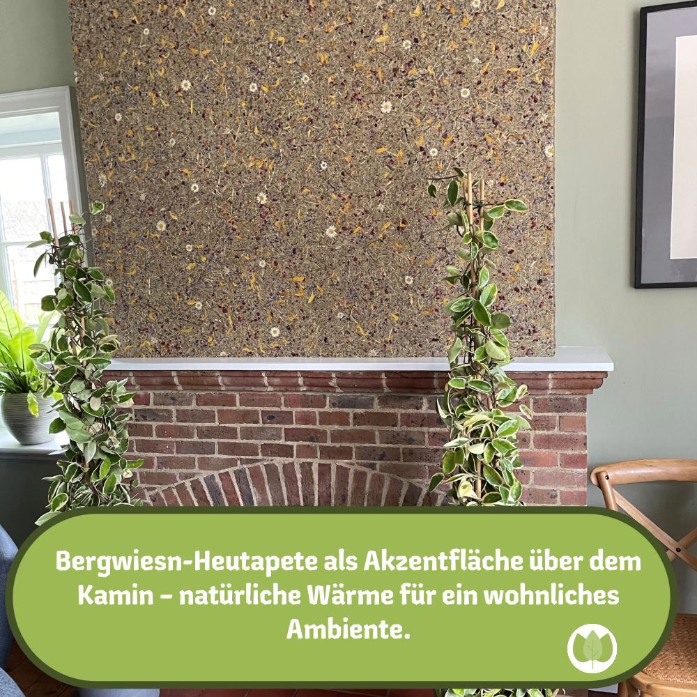 ORGANOID® BERGWIESN Heutapete (normal) auf Flachsvlies – Natürliches Alpenwiesen-Design mit Edelweiß