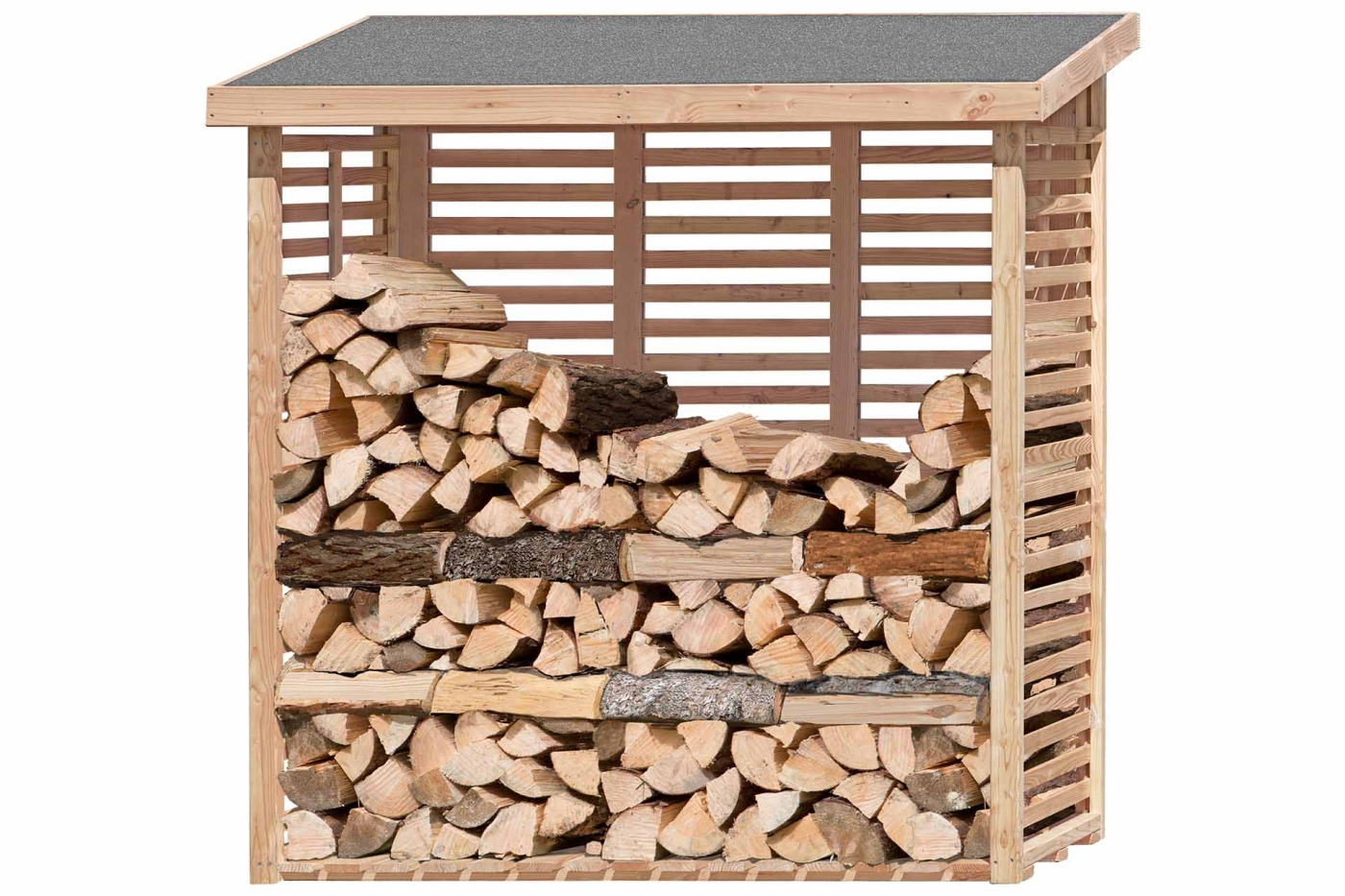 Kaminholzregal mit Rückwand KAMO L 200 × 75 × 200 cm, ca. 2 m³ - Holzlager für 2 Reihen Brennholz, wetterfest & stabil