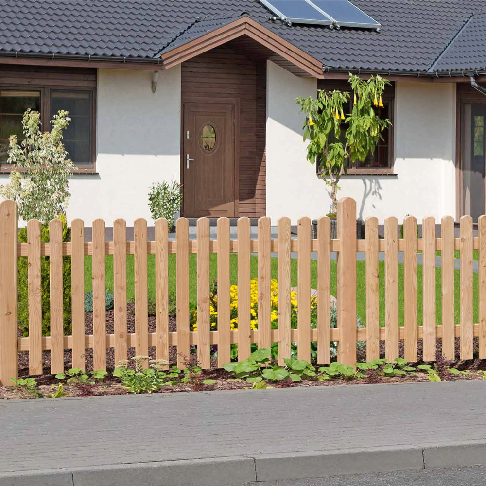 Gartenzaun Lärche 180x80 cm – DIY Holzzaun-Set GENUA für einfache Selbstmontage – Nachhaltiger Gartenzaun mit Edelstahlschrauben, wetterfest
