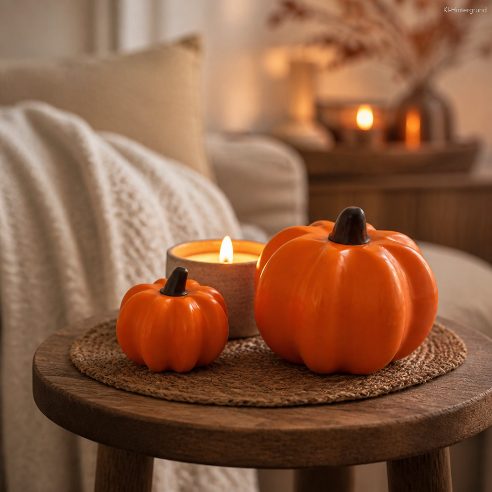 Herbstdeko Mini-Kürbis 3D – 2er-Set handgegossen