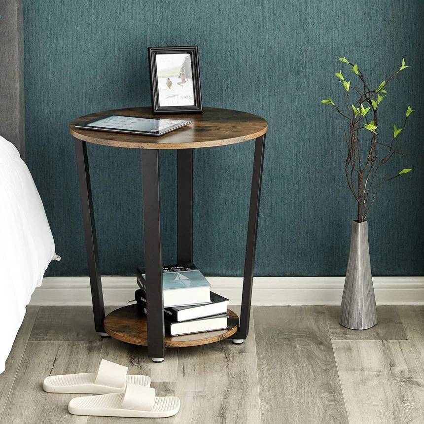 Beistelltisch „Lorie“ rund – Industrial-Look mit Holz & Metall