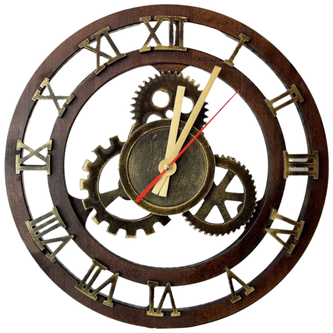 Wanduhr Zahnrad aus Birkenholz
