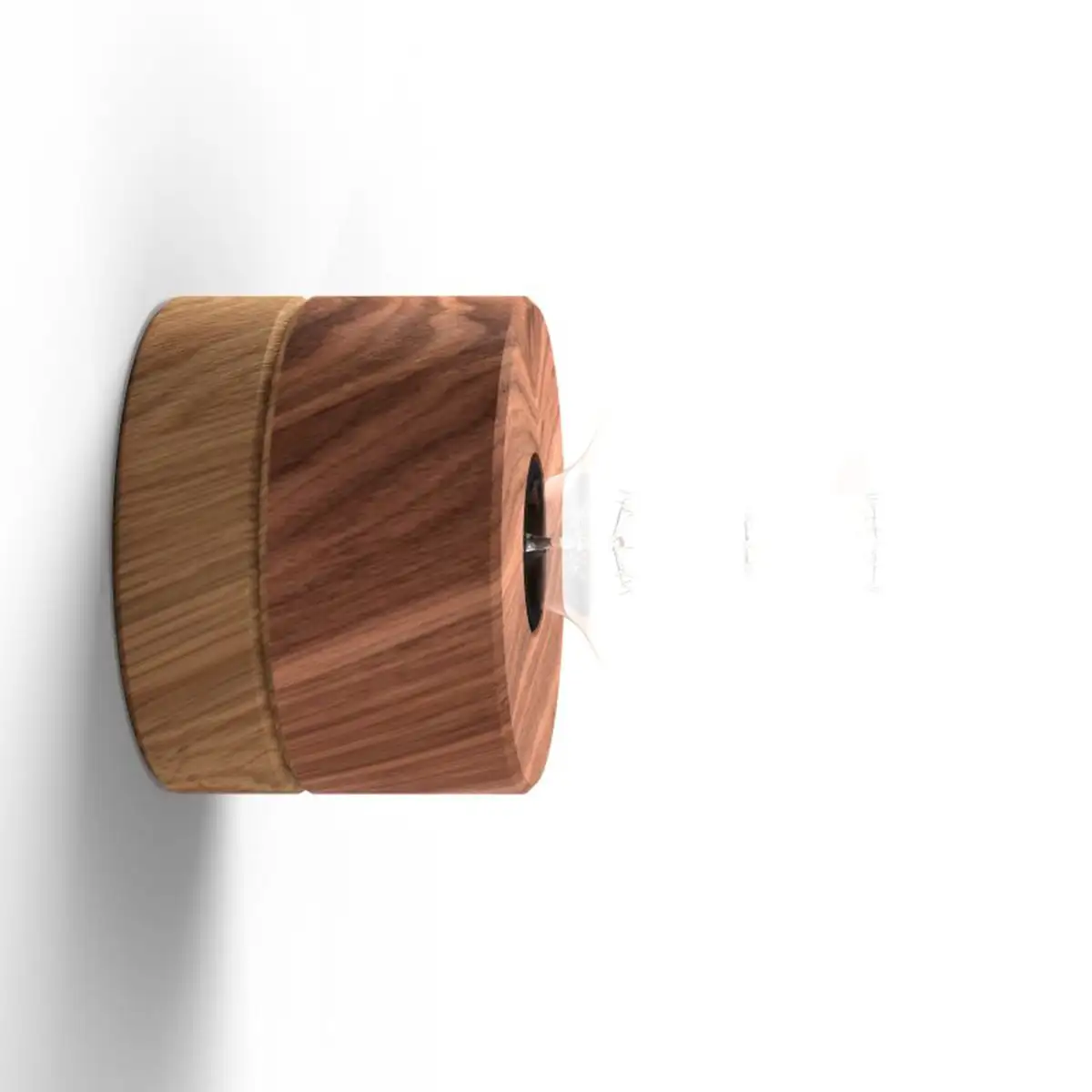 Wandlampe aus Walnuss Holz, Sockel in Eiche, skandinavisches Design von ALMUT