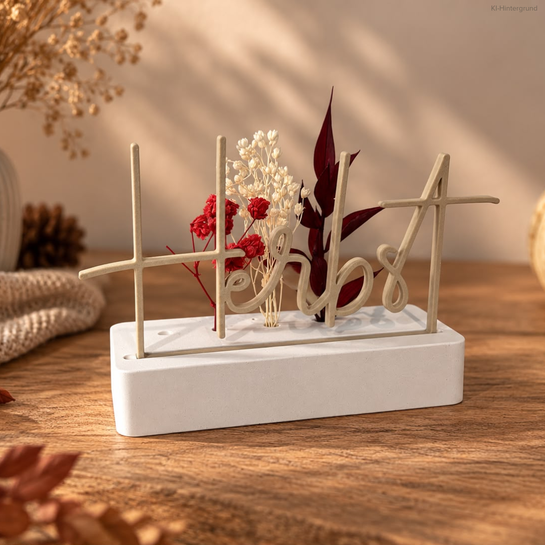 Herbstdeko Aufsteller „Herbst“ & „Herbst LIEBE“ mit Trockenblumen