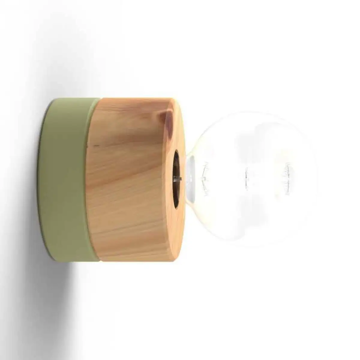 Wandlampe aus Zirbe Holz, Sockel in wasabigrün, skandinavisches Design von ALMUT