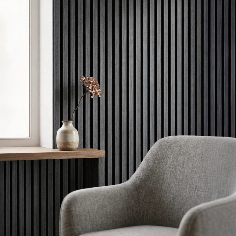 Akustikpaneele 240 × 60 cm – 2er Set - Dunkelgrau