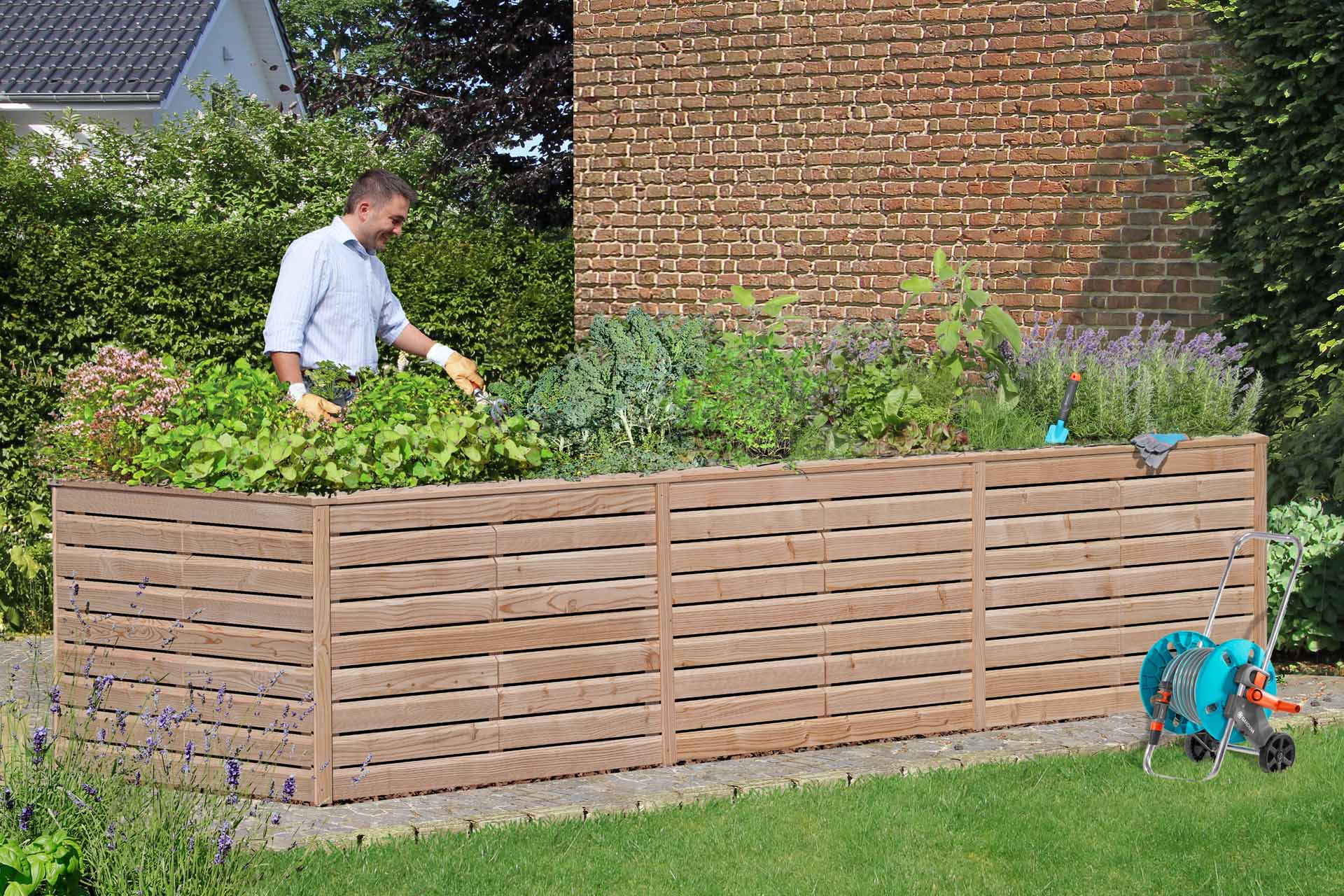 Rhombus Hochbeet XXL – 305 × 103 × 75 cm | Lärche natur